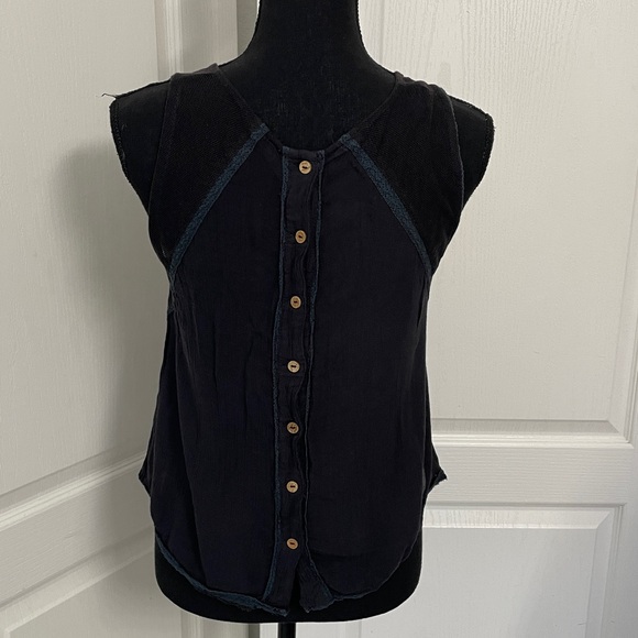 Free People tank top vest XS lace mesh charcoal black - Picture 5 of 10